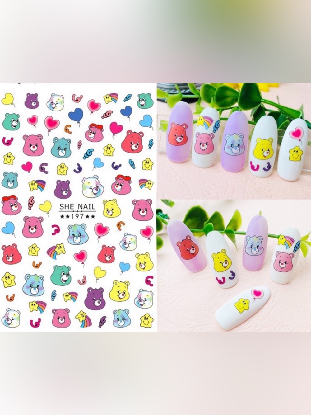$1 SHE NAIL Cute Colorful Bear Nail Stickers $1 WITH ANY ORDER OF $10 ORDER OR M
